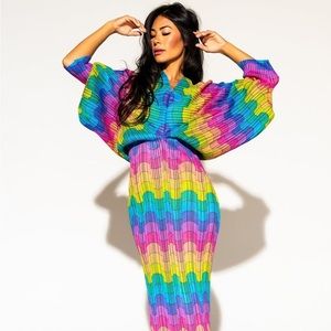 Dressed in LaLa woman of the hour rainbow dress